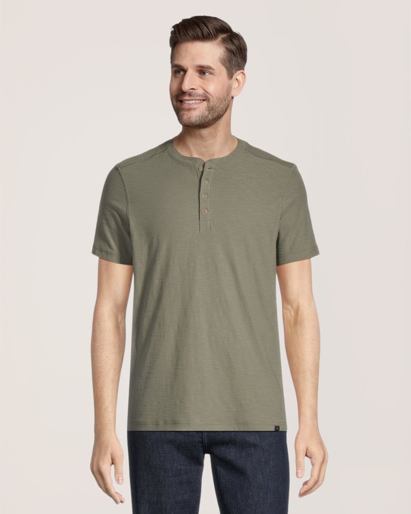 Denver Hayes Men's Garment Wash Slub Henley