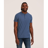 Haut Henley flammé et lavé après confection pour hommes, Denver Hayes Front_Flat