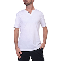 Haut à encolure crantée en V à 2 boutons pour hommes, Silver Front_Flat