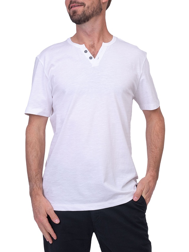 Haut à encolure crantée en V à 2&nbsp;boutons pour hommes, Silver