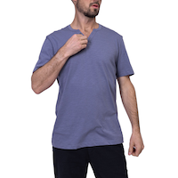 Haut à encolure crantée en V à 2&nbsp;boutons pour hommes, Silver Front_Flat