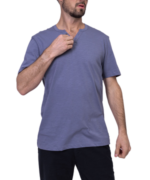 Haut à encolure crantée en V à 2&nbsp;boutons pour hommes, Silver