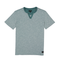 Haut à encolure crantée en V à 2 boutons pour hommes, Silver Front_Flat