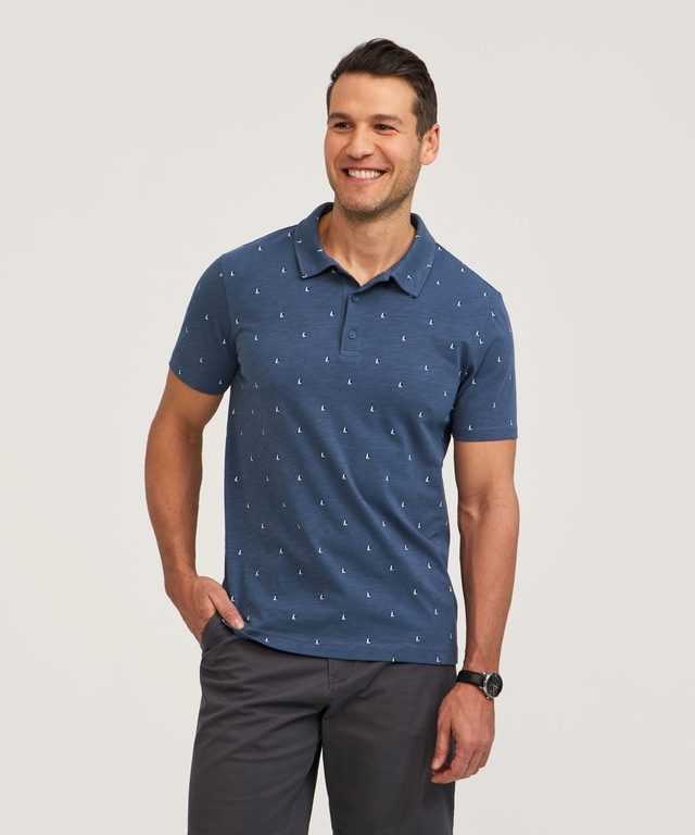 Denver Hayes Men's All Over Print Slub Polo Shirt