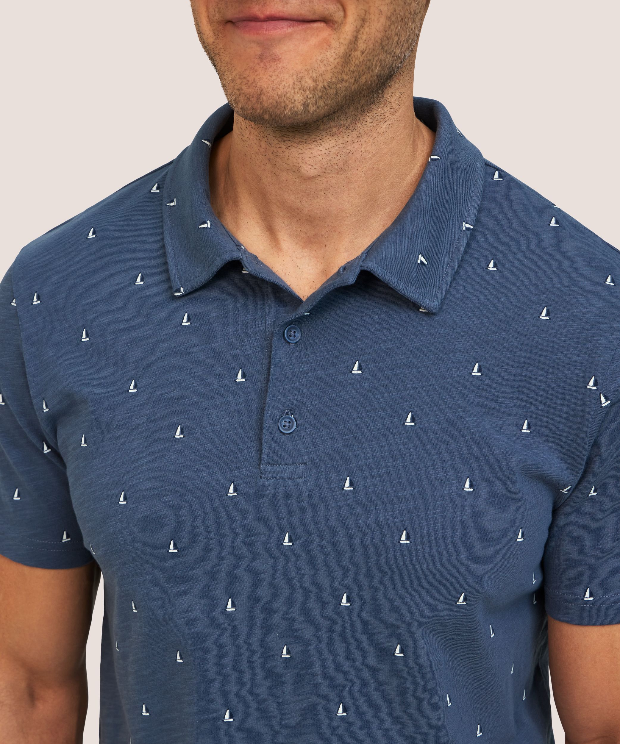 Polo en tissu flammé à imprimé intégral pour hommes, Denver Hayes