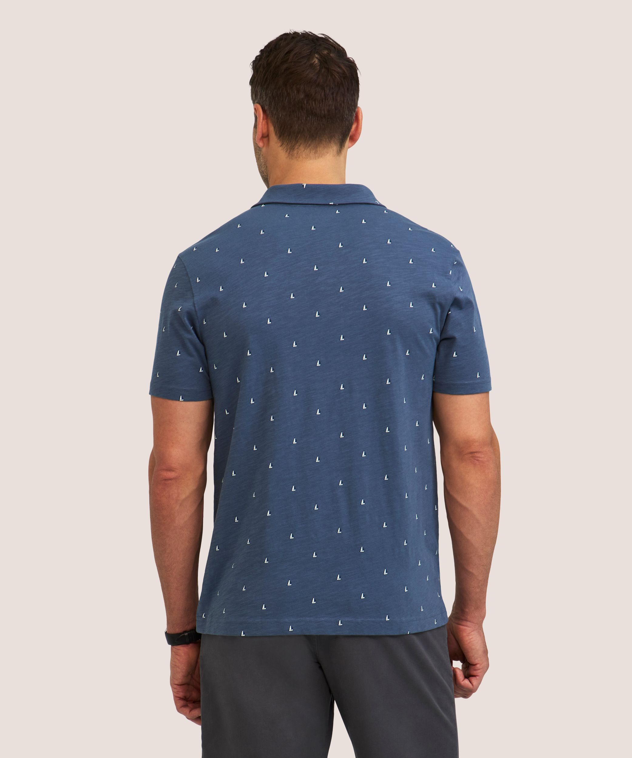 Polo en tissu flammé à imprimé intégral pour hommes, Denver Hayes