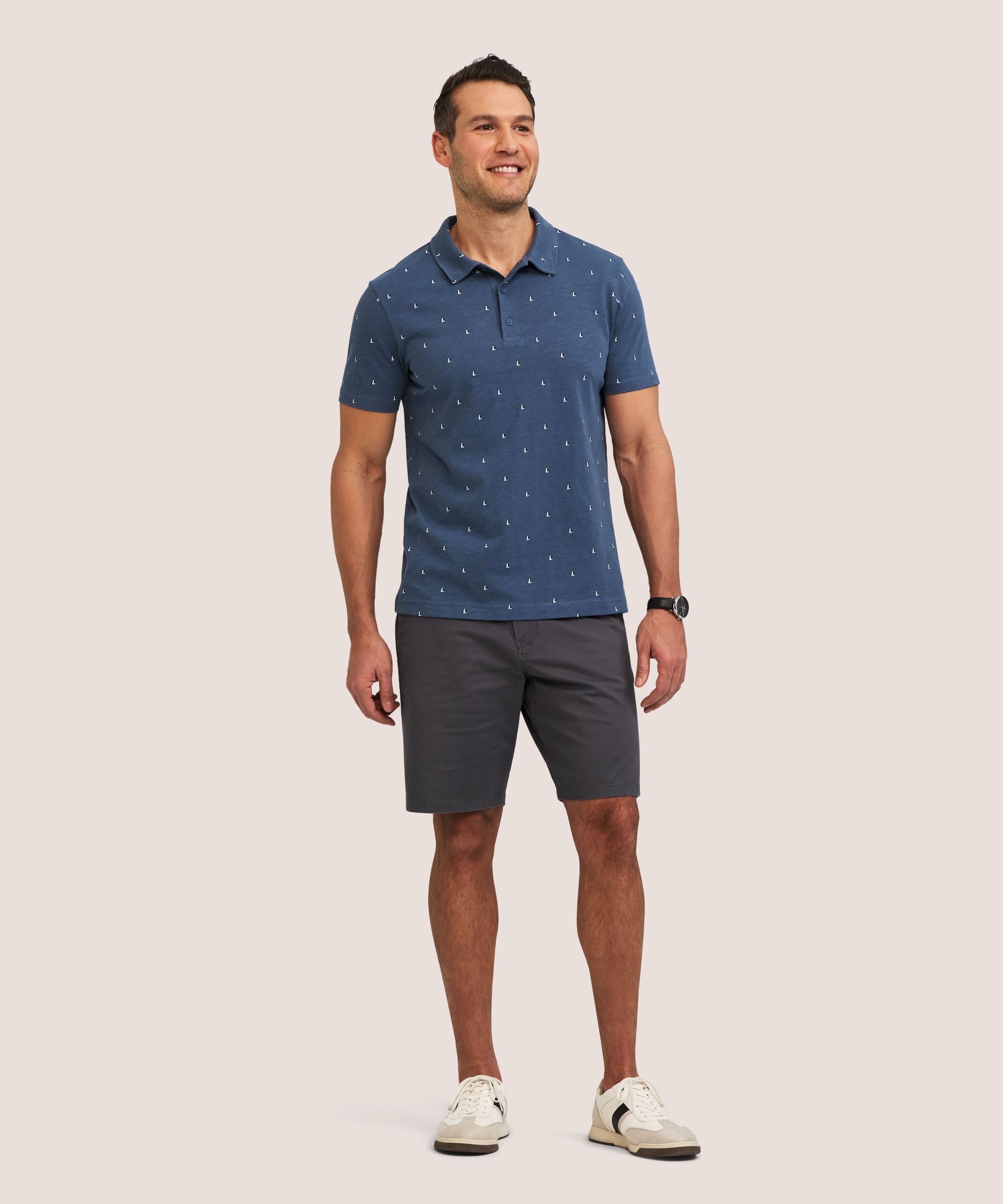 Polo en tissu flammé à imprimé intégral pour hommes, Denver Hayes