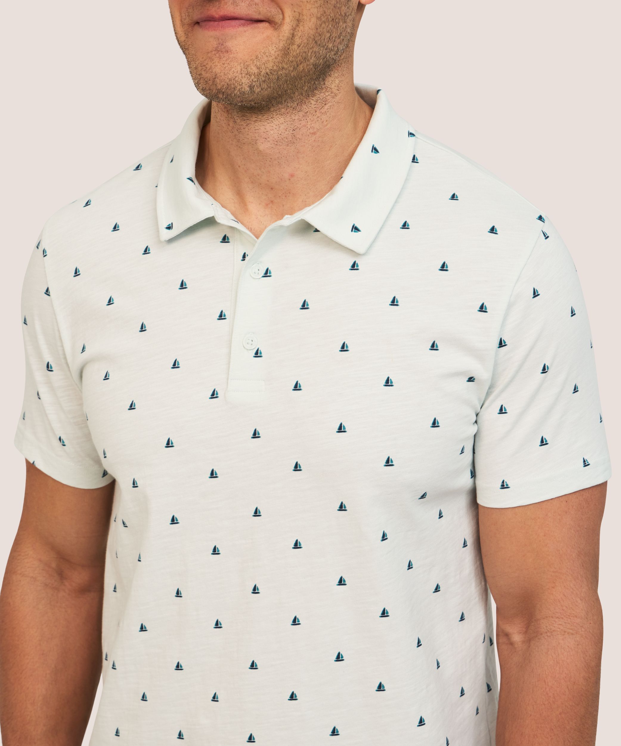 Polo en tissu flammé à imprimé intégral pour hommes, Denver Hayes