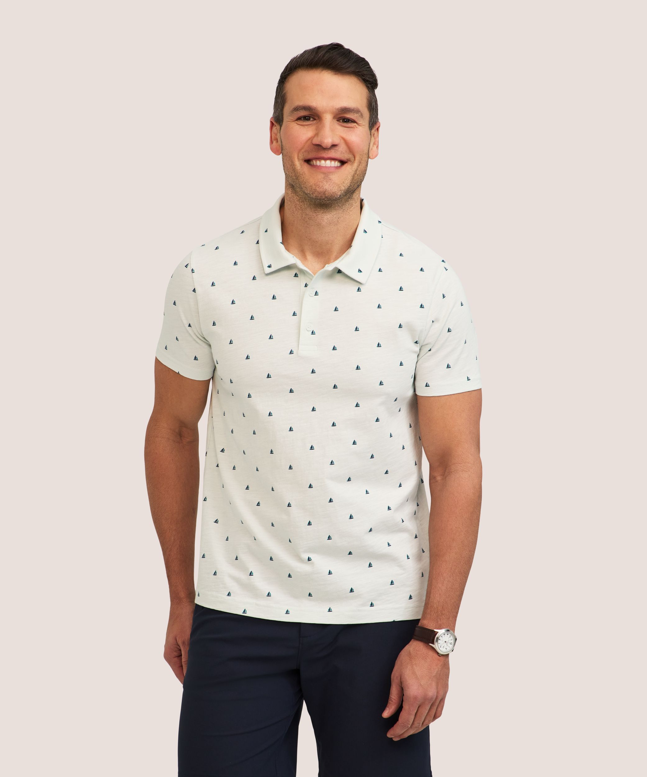 Polo en tissu flammé à imprimé intégral pour hommes, Denver Hayes