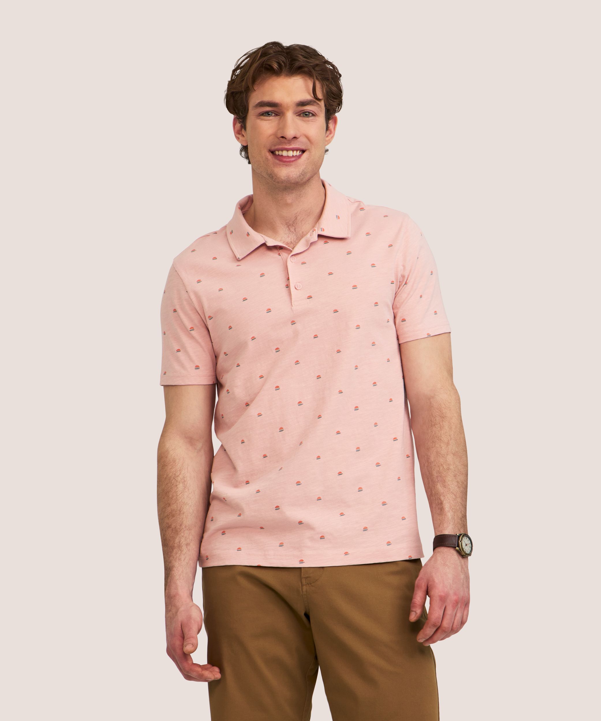 Denver Hayes Men's All Over Print Slub Polo Shirt