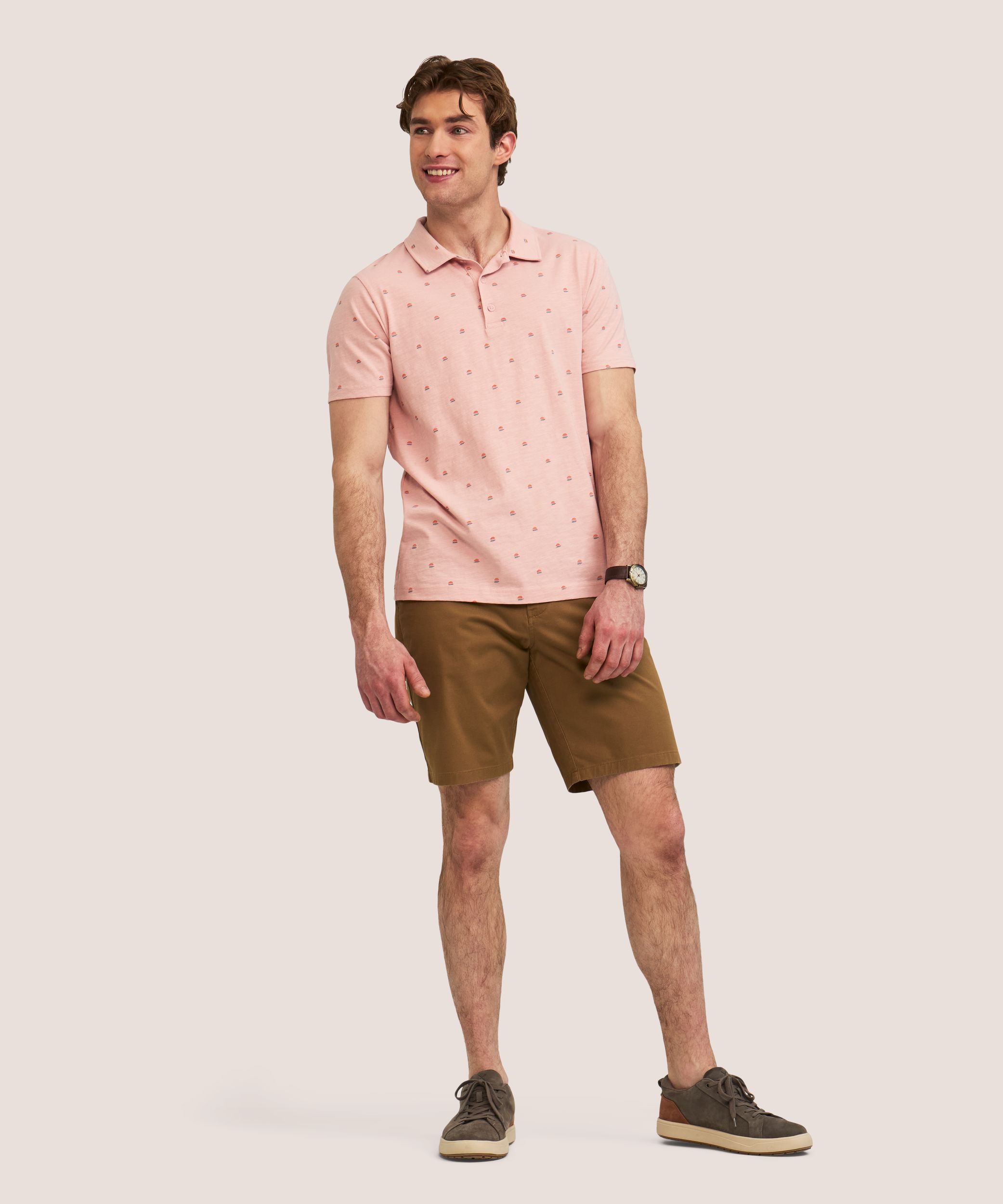 Denver Hayes Men's All Over Print Slub Polo Shirt