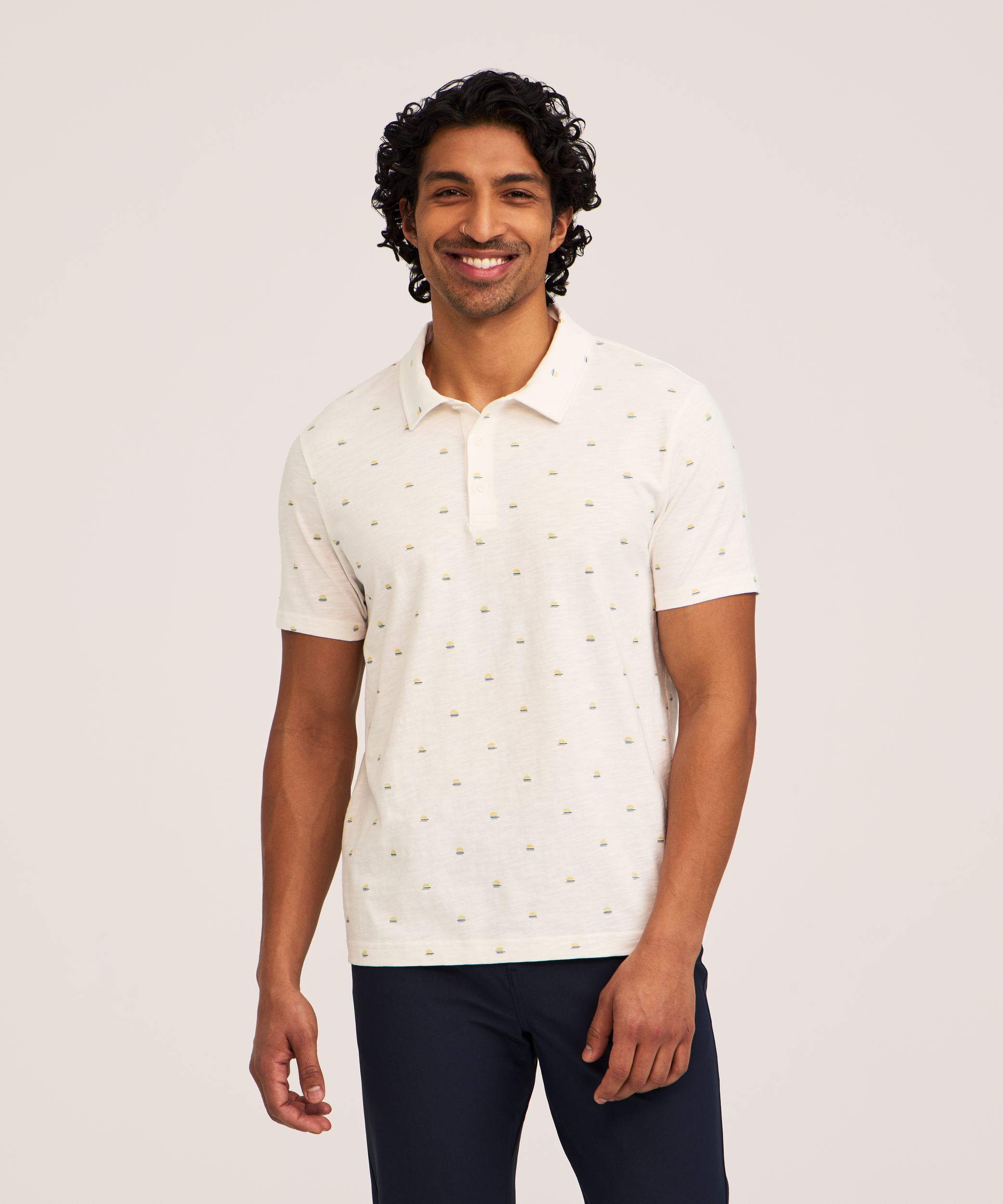 Denver Hayes Men's All Over Print Slub Polo Shirt