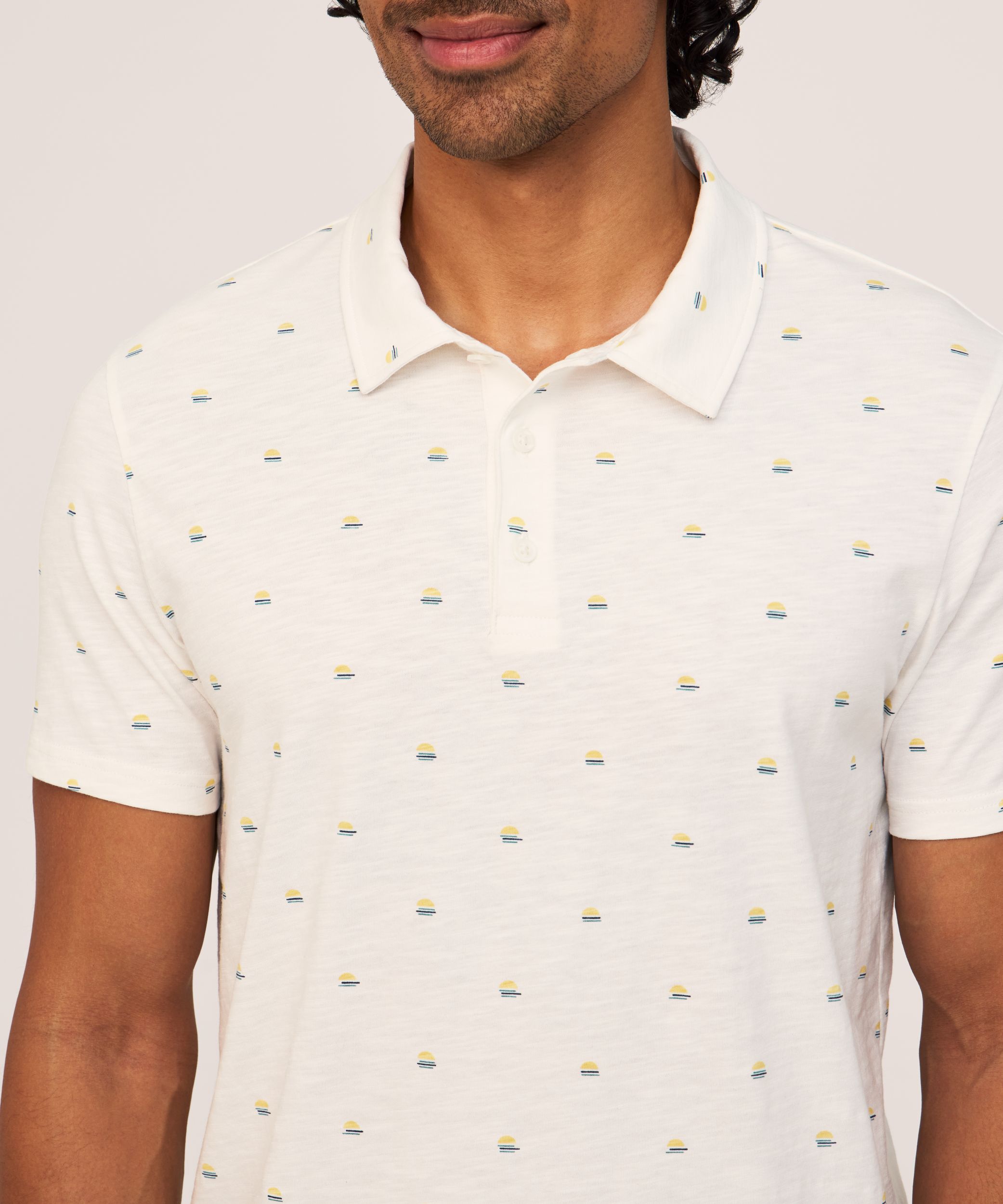 Denver Hayes Men's All Over Print Slub Polo Shirt