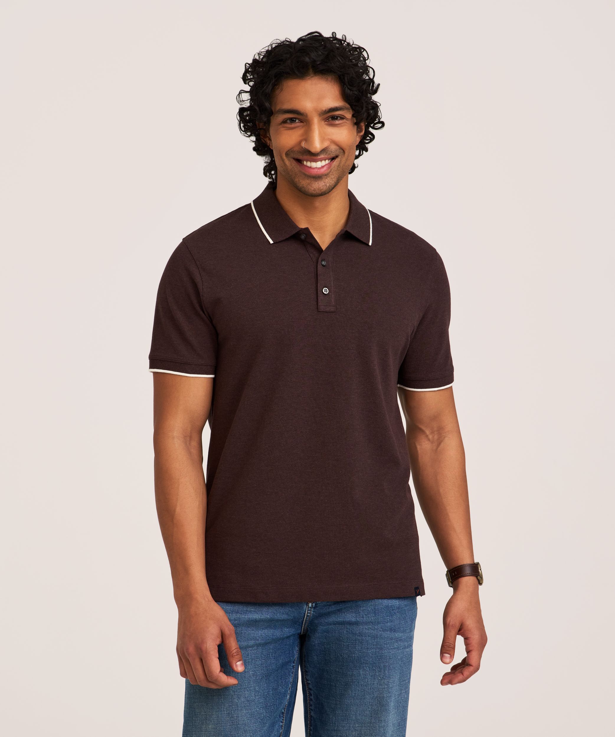 Denver Hayes Men's 50 Wash Stretch Pique Polo Shirt