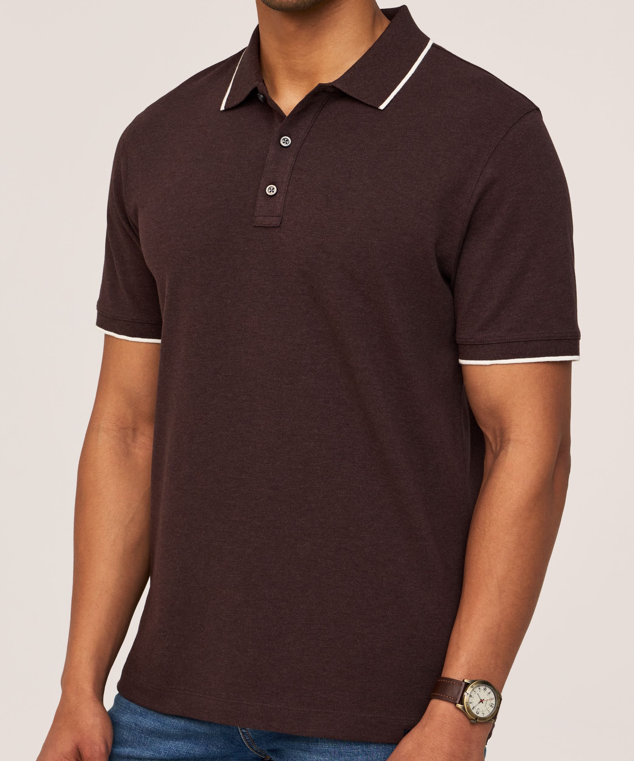 Denver Hayes Men's 50 Wash Stretch Pique Polo Shirt