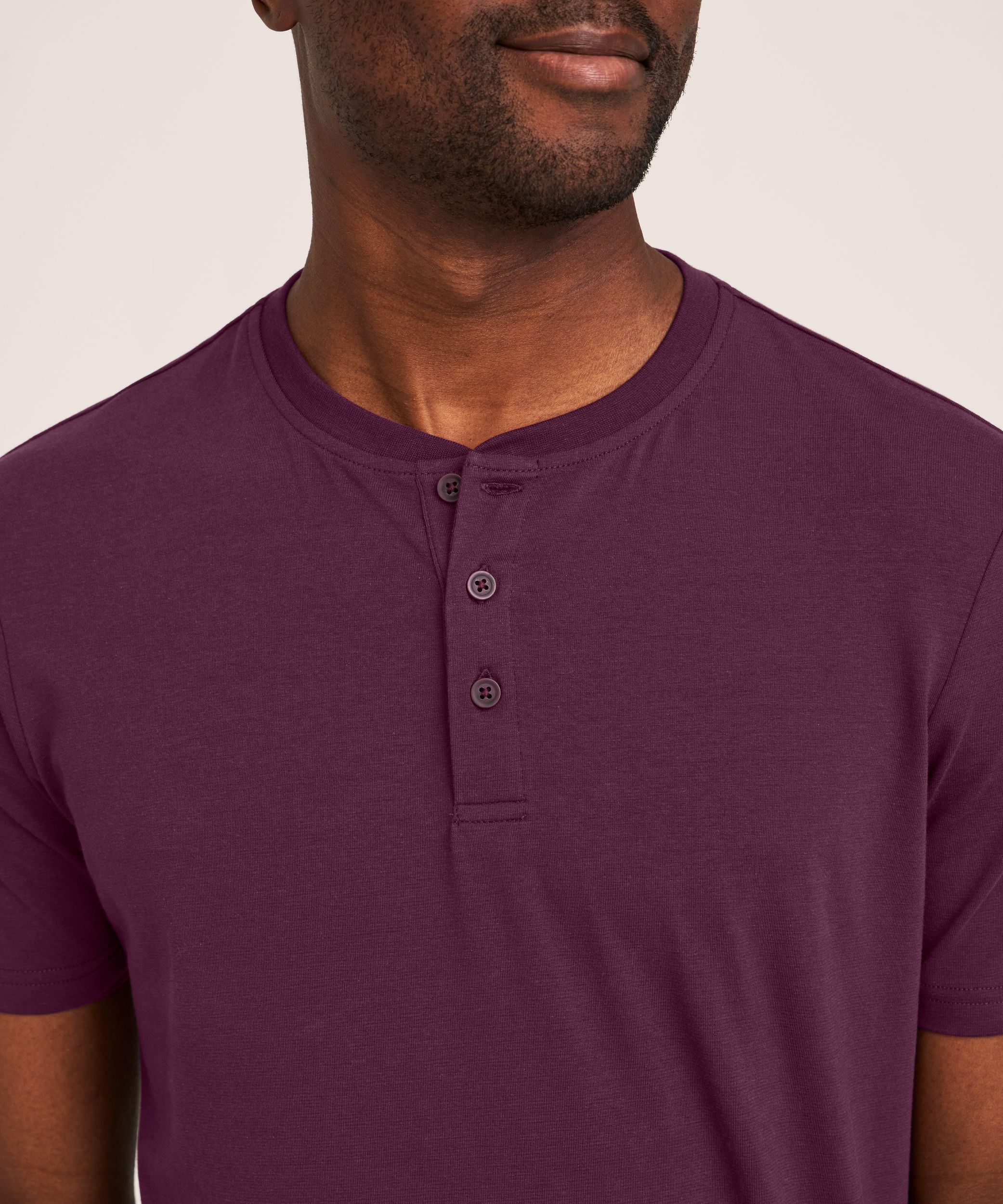 Haut Henley extensible à manches courtes pour hommes, Denver Hayes