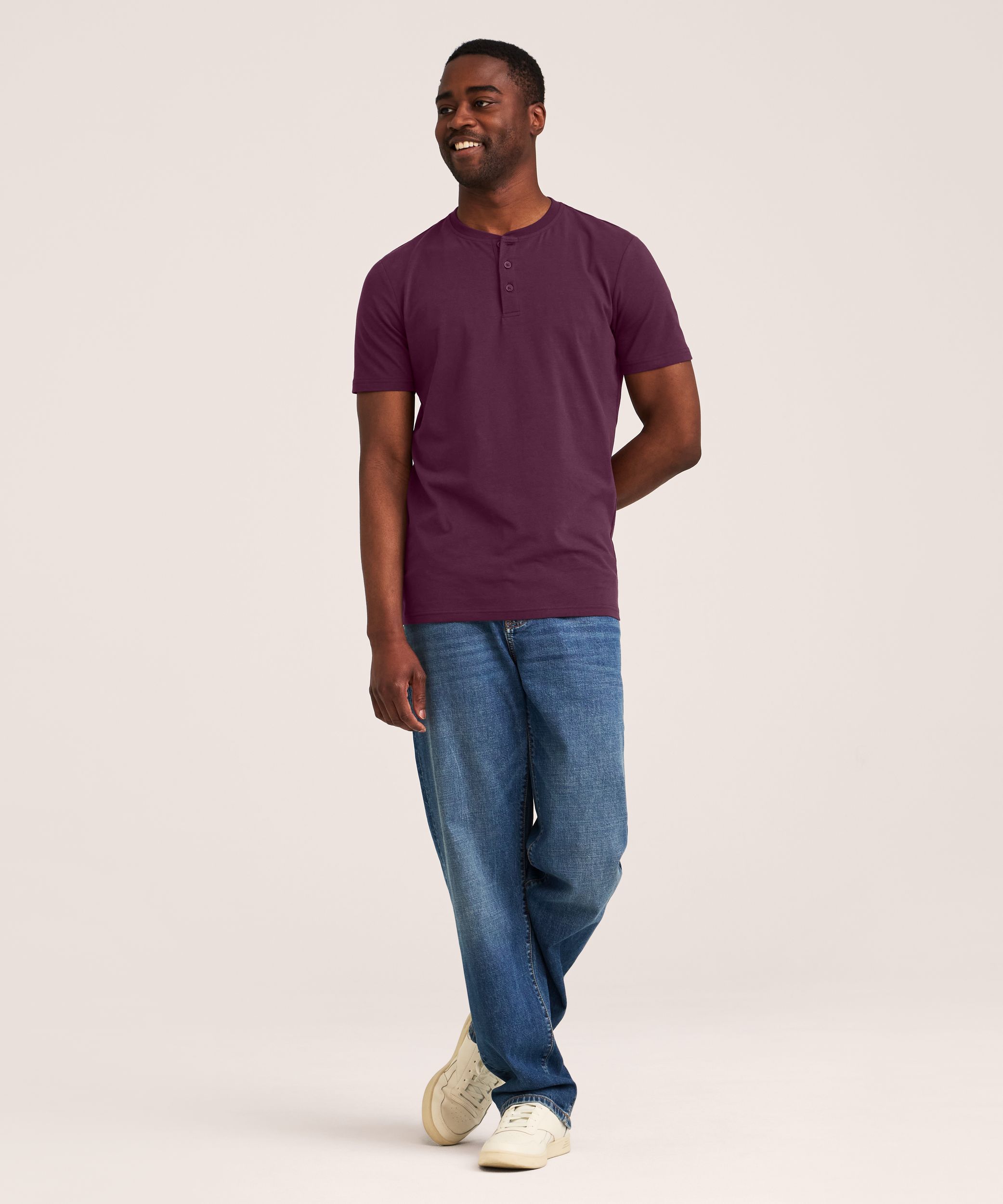 Haut Henley extensible à manches courtes pour hommes, Denver Hayes