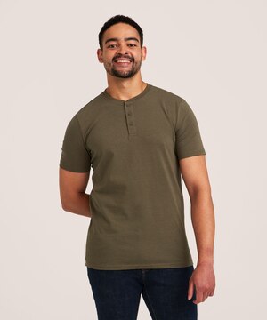 Haut Henley extensible à manches courtes pour hommes, Denver Hayes