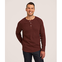 WindRiver Men's Waffle Raglan Long Sleeve Henley Shirt Front_Flat