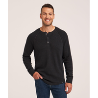 WindRiver Men's Waffle Raglan Long Sleeve Henley Shirt