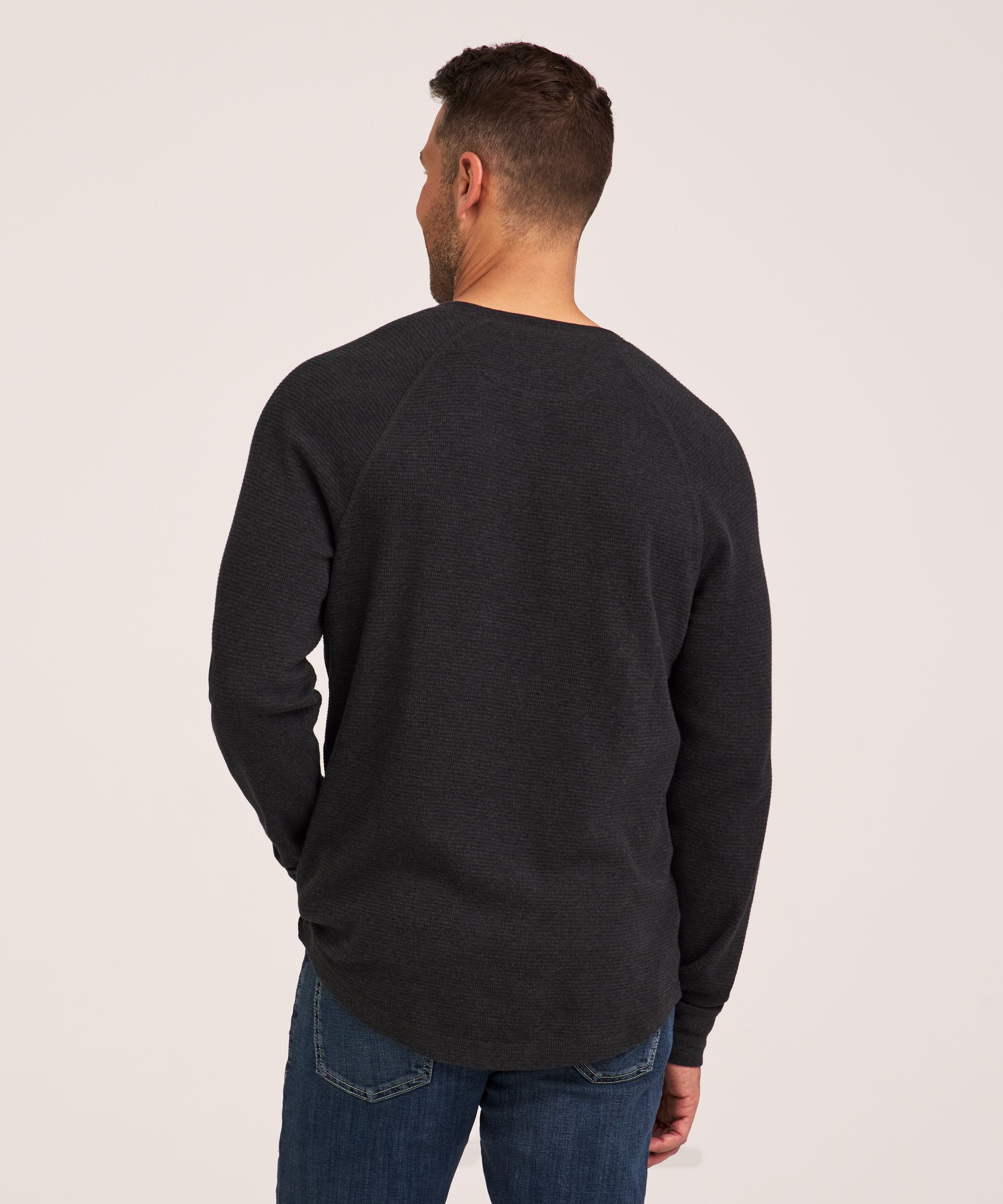 WindRiver Men's Waffle Raglan Long Sleeve Henley Shirt