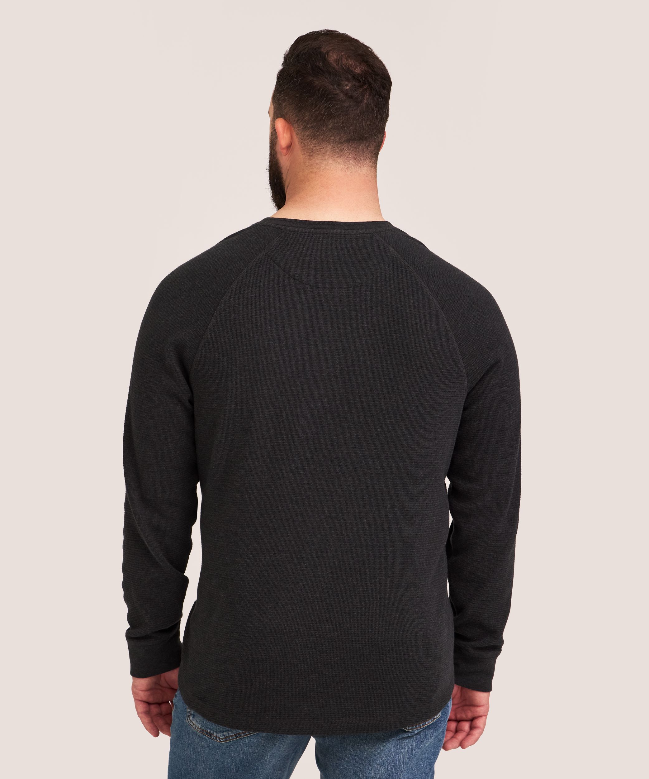 WindRiver Men's Waffle Raglan Long Sleeve Henley Shirt