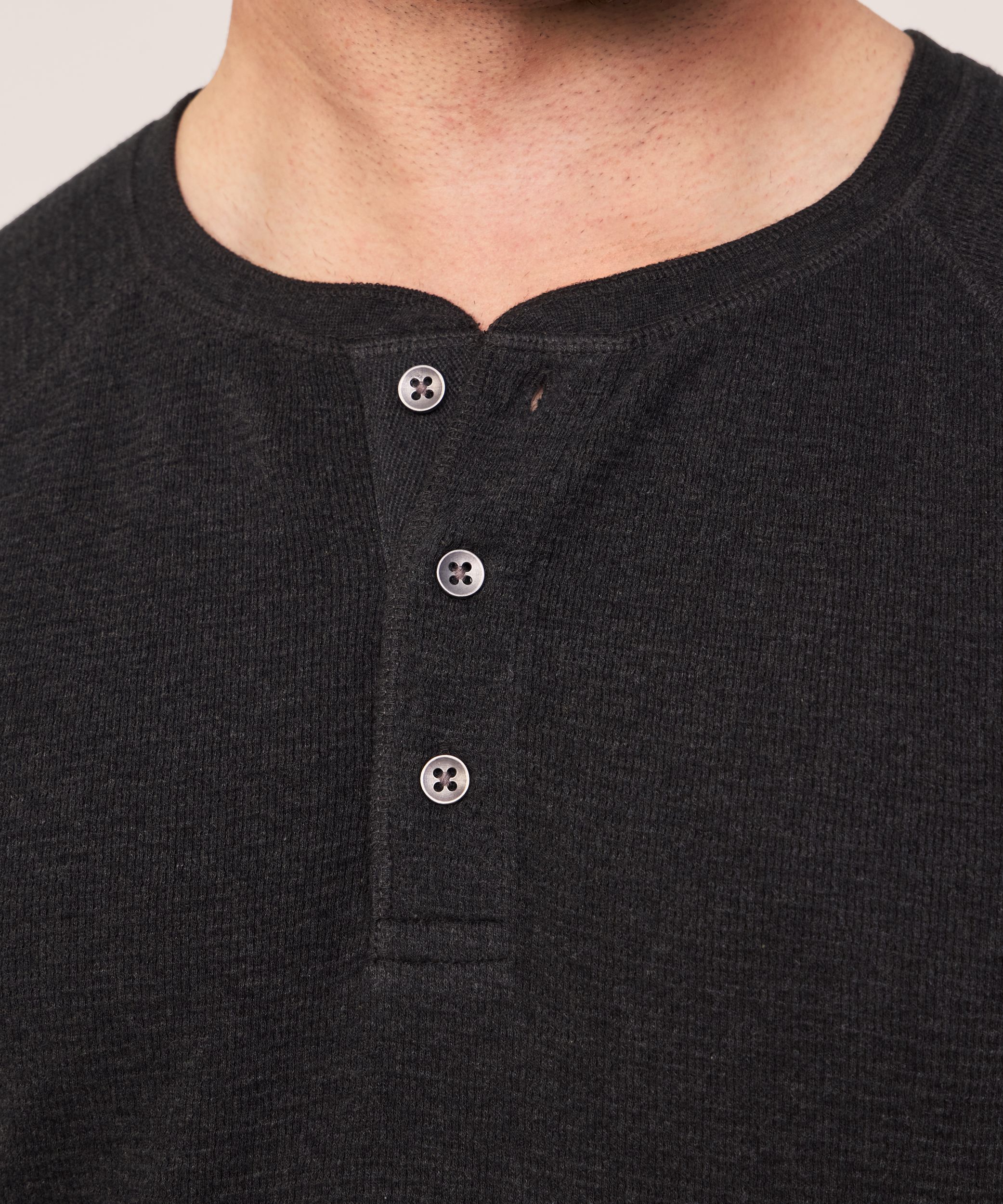 WindRiver Men's Waffle Raglan Long Sleeve Henley Shirt