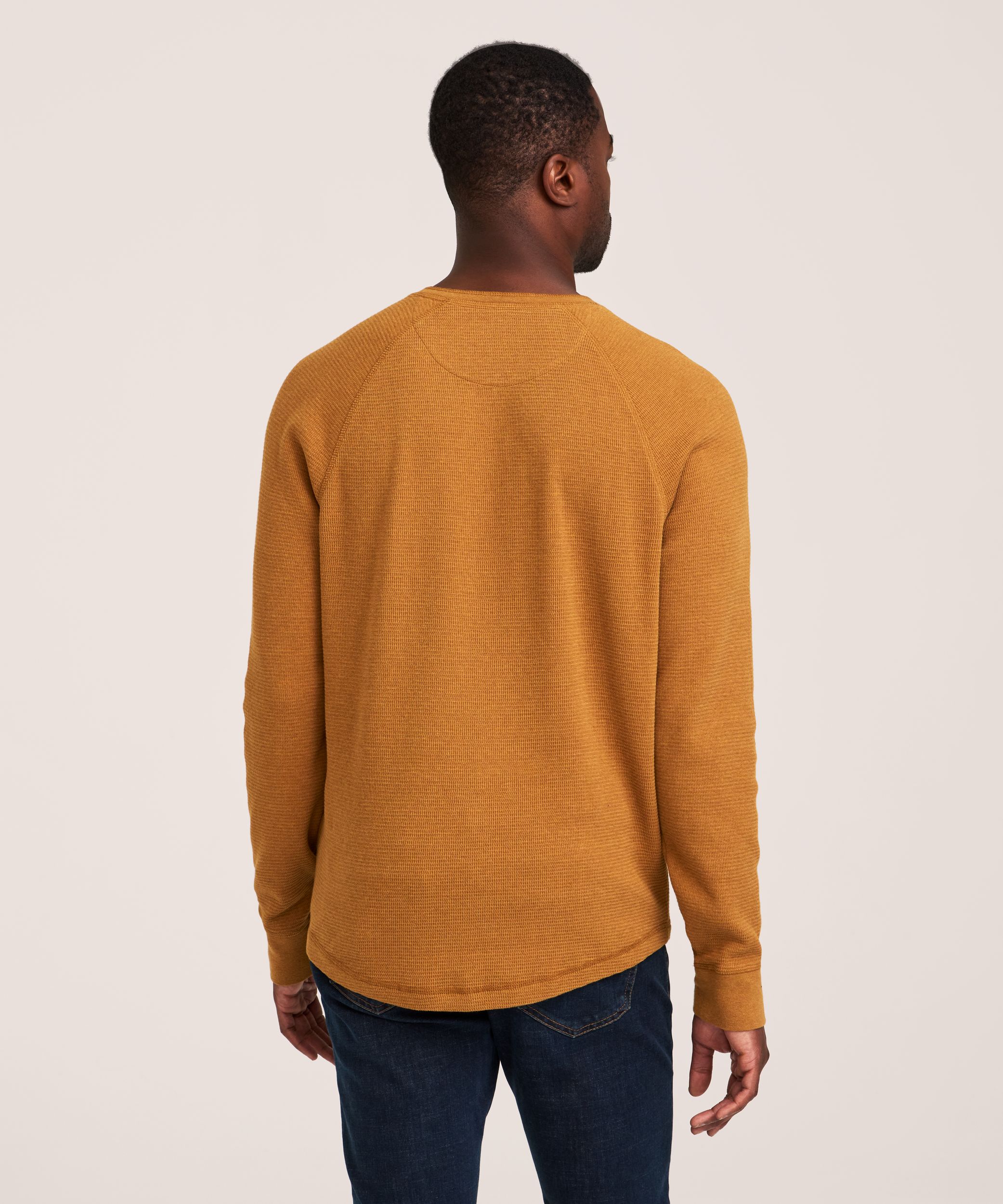 Chemise Henley en point de brioche à manches longues raglan pour hommes, WindRiver