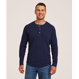 Chemise Henley en point de brioche à manches longues raglan pour hommes, WindRiver