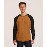 WindRiver Men's Waffle Raglan Long Sleeve Henley Shirt Front_Flat
