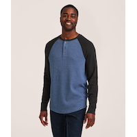 Chemise Henley en point de brioche à manches longues raglan pour hommes, WindRiver