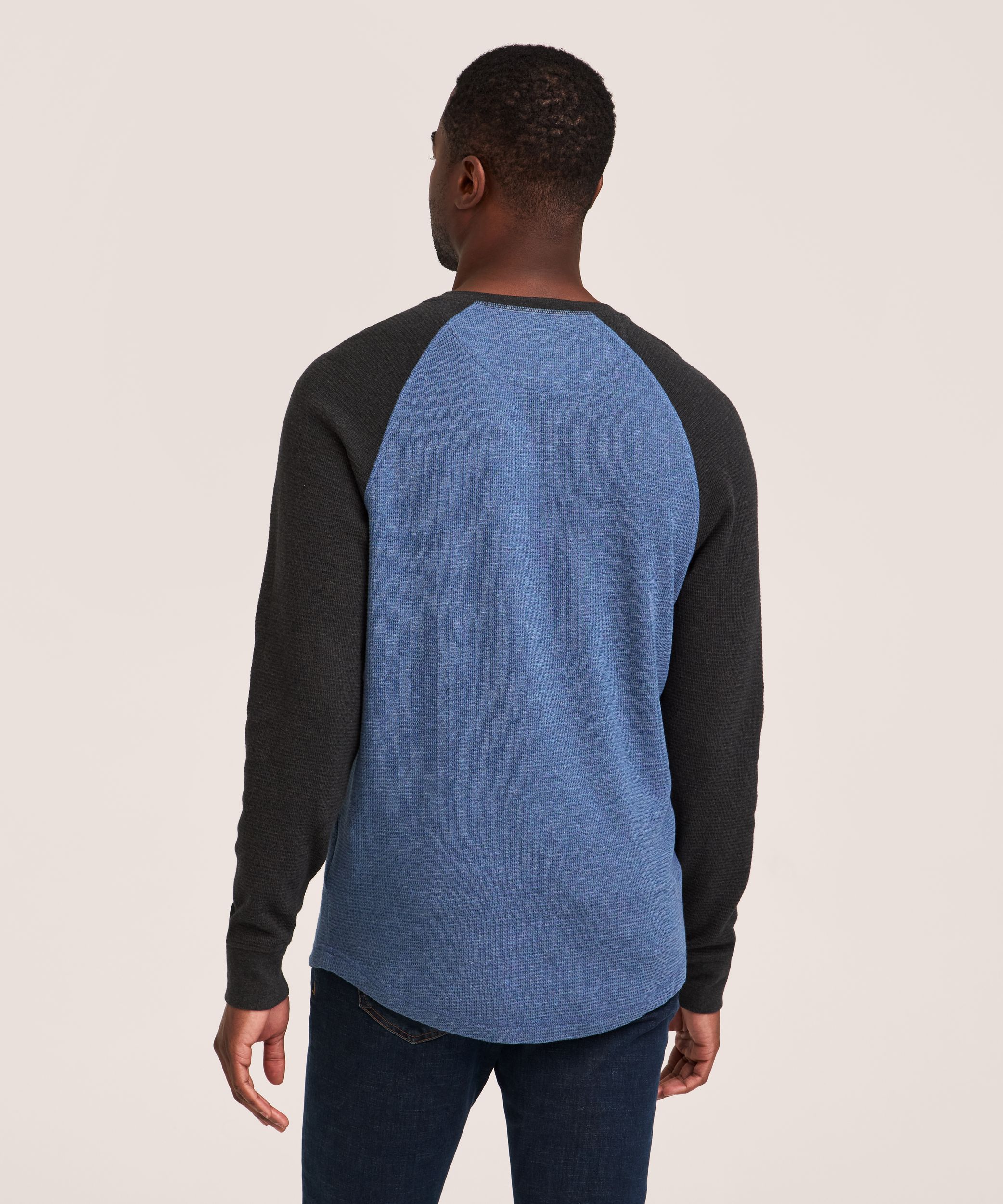 Chemise Henley en point de brioche à manches longues raglan pour hommes, WindRiver