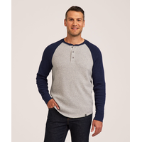 Chemise Henley en point de brioche à manches longues raglan pour hommes, WindRiver