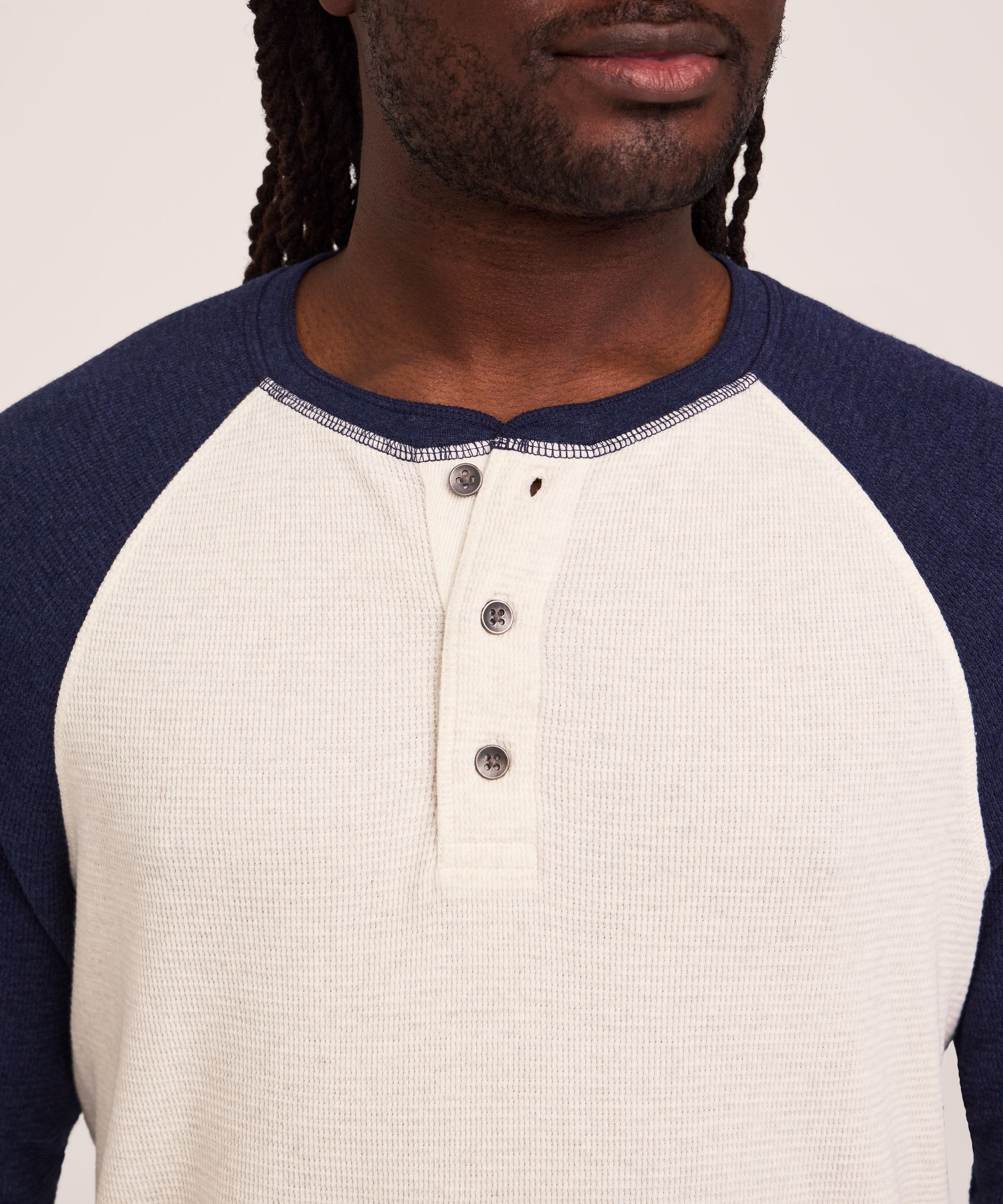 WindRiver Men's Waffle Raglan Long Sleeve Henley Shirt