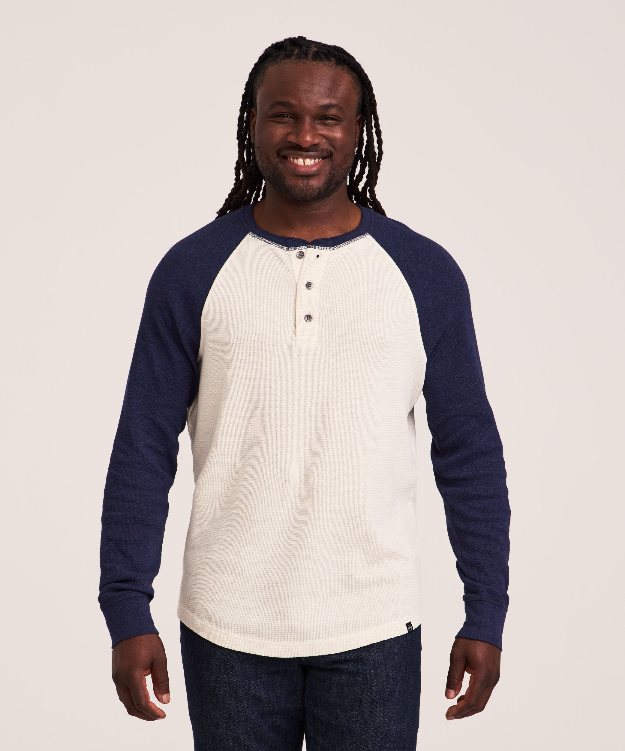 WindRiver Men's Waffle Raglan Long Sleeve Henley Shirt