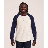 Chemise Henley en point de brioche à manches longues raglan pour hommes, WindRiver