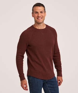 WindRiver Men's Waffle Raglan Long Sleeve Crewneck Shirt