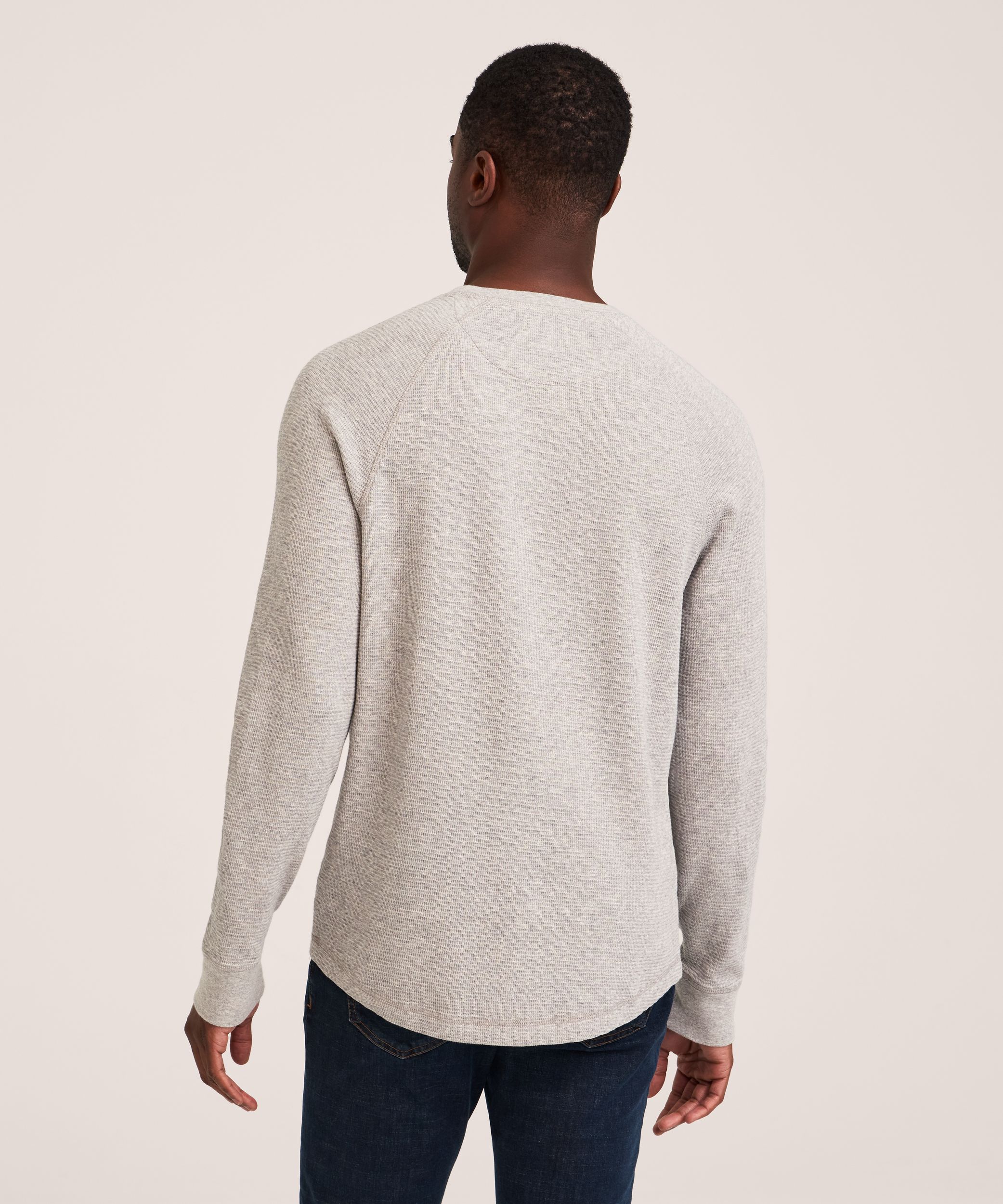 Chemise en point de brioche à manches longues raglan et à col ras du cou pour hommes, WindRiver