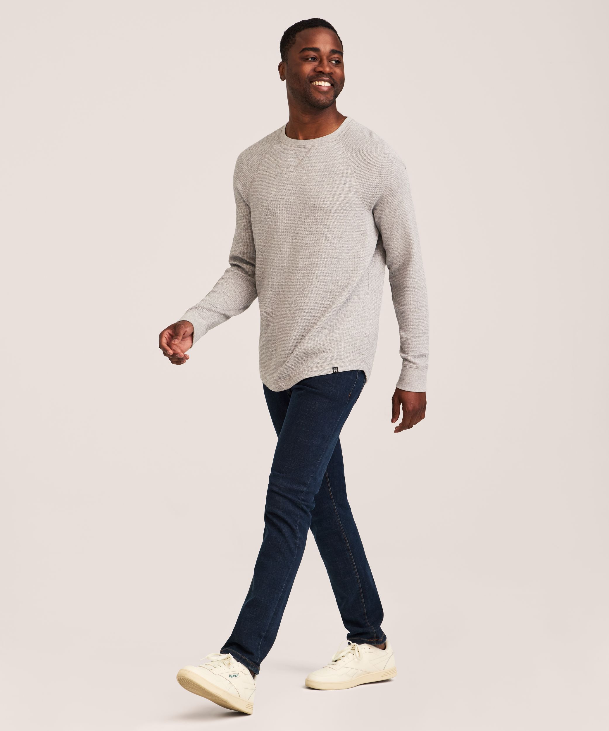 Chemise en point de brioche à manches longues raglan et à col ras du cou pour hommes, WindRiver