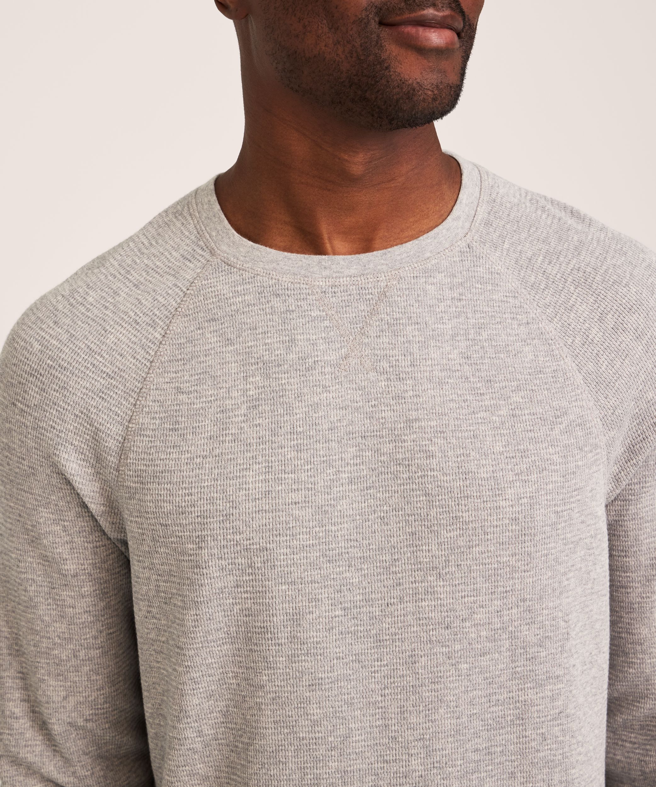 Chemise en point de brioche à manches longues raglan et à col ras du cou pour hommes, WindRiver