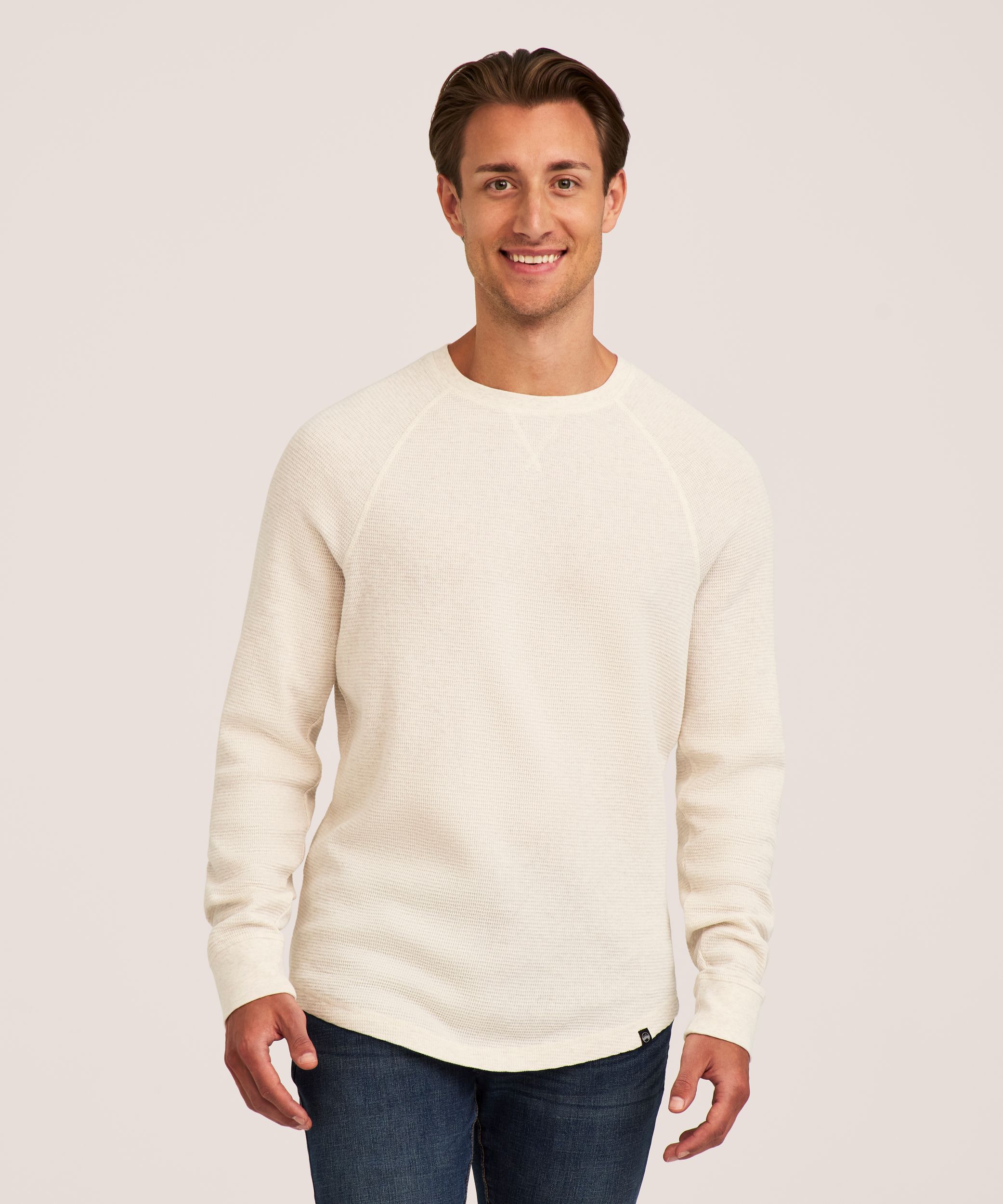 WindRiver Men's Waffle Raglan Long Sleeve Crewneck Shirt