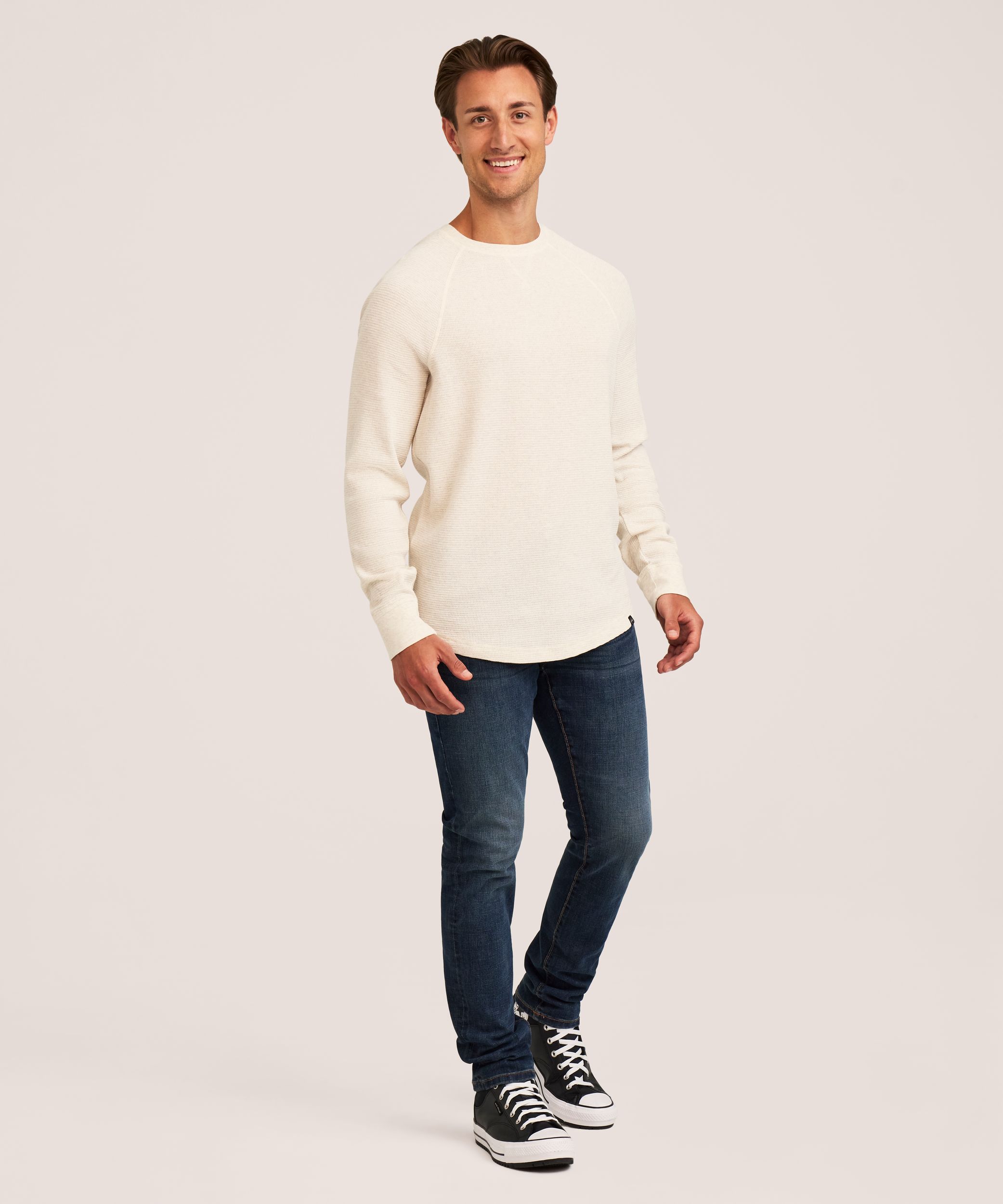WindRiver Men's Waffle Raglan Long Sleeve Crewneck Shirt
