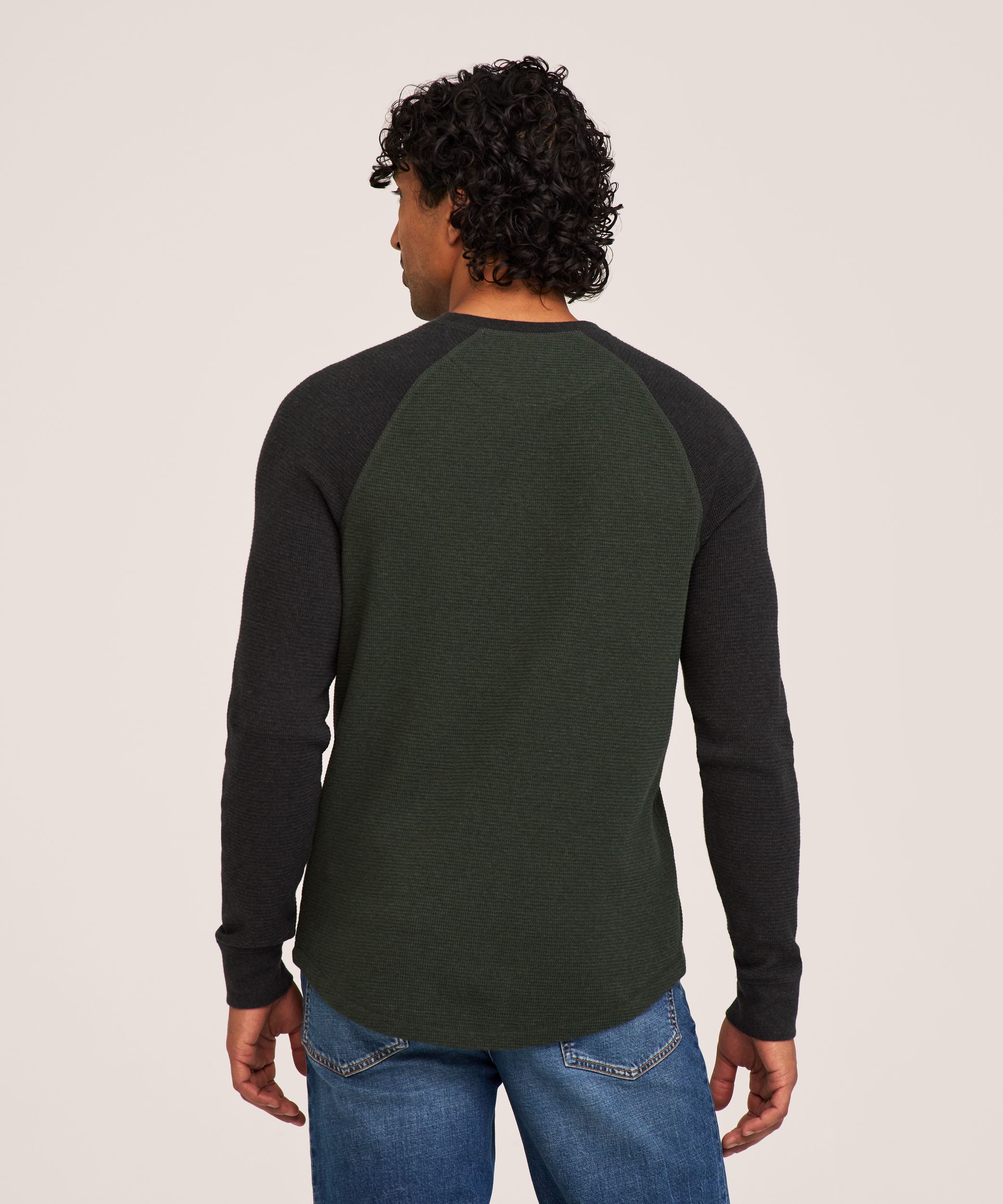 WindRiver Men's Waffle Raglan Long Sleeve Crewneck Shirt