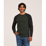 WindRiver Men's Waffle Raglan Long Sleeve Crewneck Shirt Front_Flat