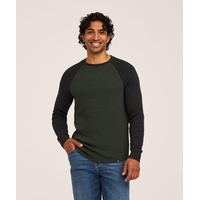 Chemise en point de brioche à manches longues raglan et à col ras du cou pour hommes, WindRiver Front_Flat