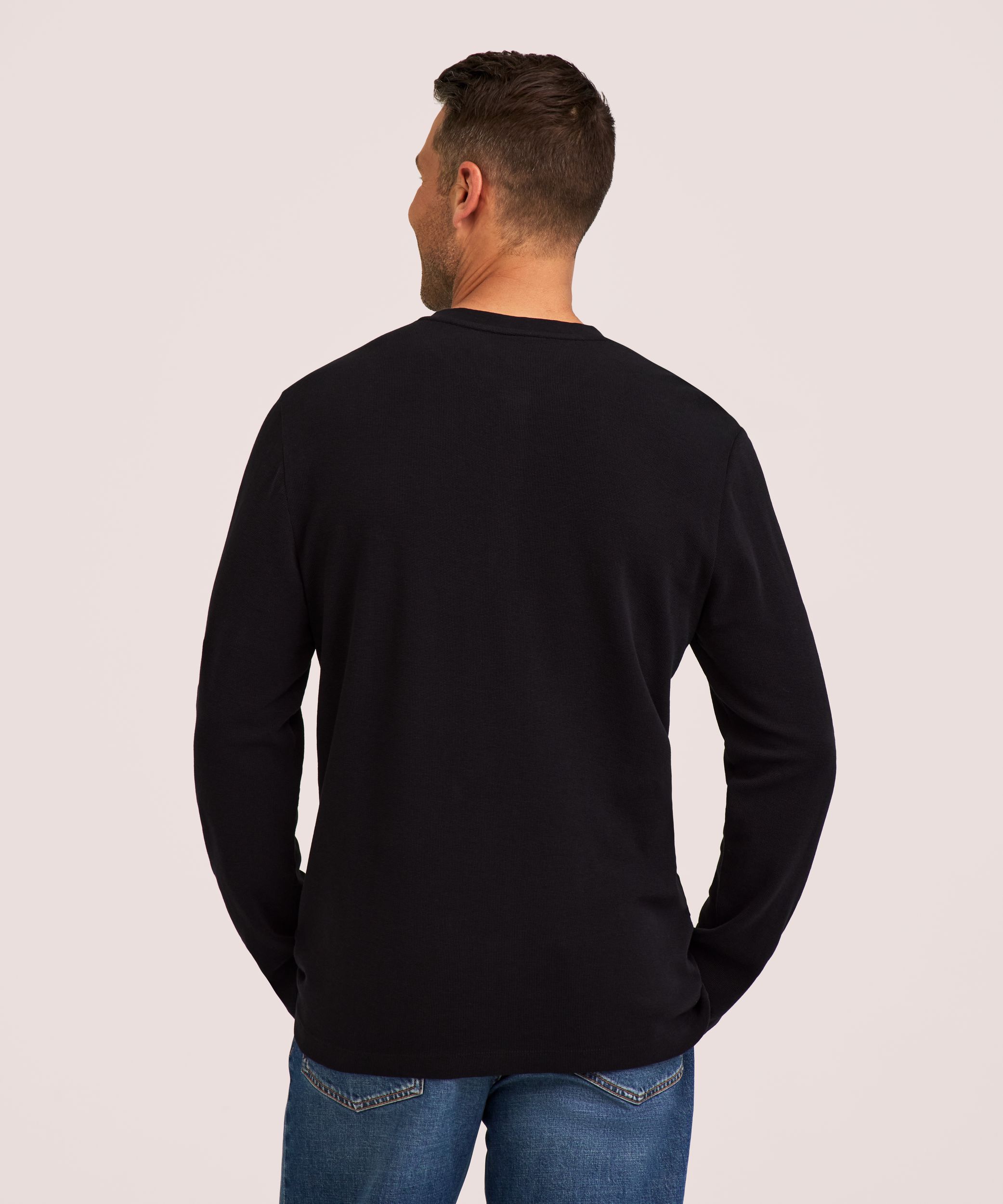 Denver Hayes Men's Micro Waffle Long Sleeve Henley Shirt