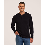 Denver Hayes Men's Micro Waffle Long Sleeve Henley Shirt Front_Flat