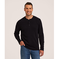 Chemise Henley en point de brioche micro à manches longues pour hommes, Denver Hayes Front_Flat