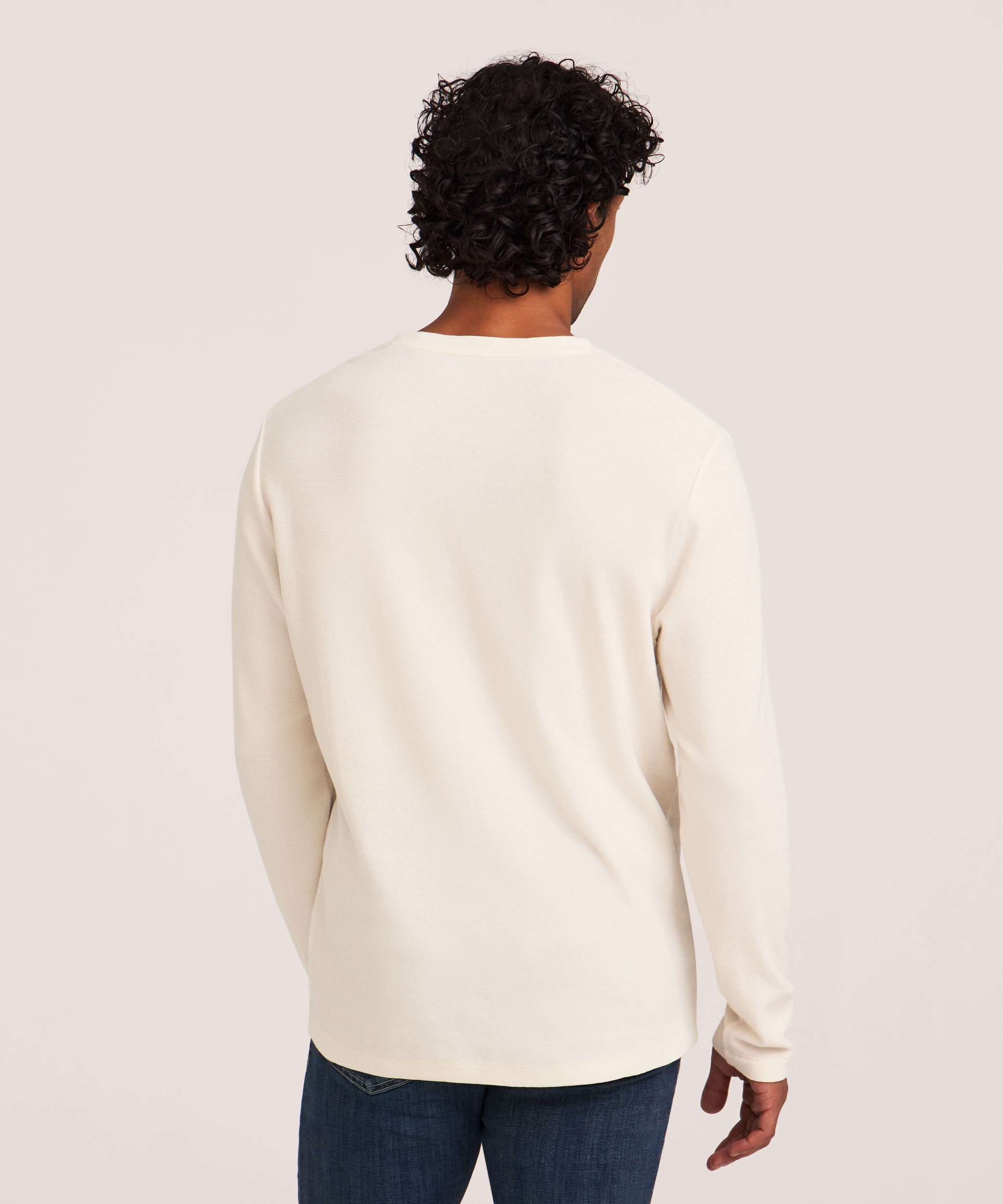 Chemise Henley en point de brioche micro à manches longues pour hommes, Denver Hayes