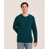 Chemise Henley en point de brioche micro à manches longues pour hommes, Denver Hayes